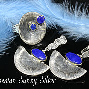 Украшения handmade. Livemaster - original item Abrus jewelry set with lapis lazuli made of 925 silver HM0008. Handmade.