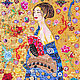 Lady with Fan Gustav Klimt Original painting canvas mosaic embroidery, Pictures, St. Petersburg,  Фото №1