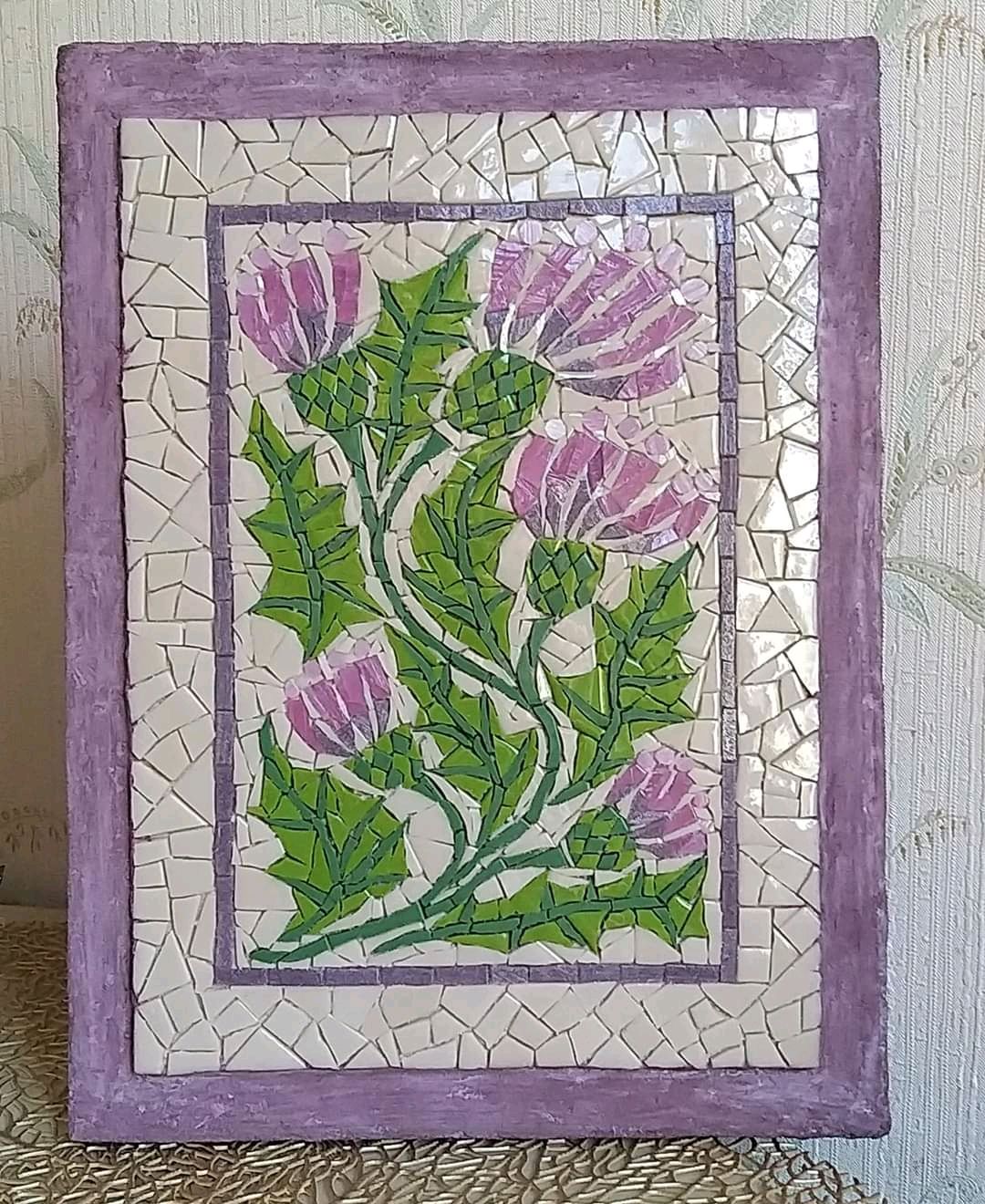 Мозаика панно "Чертополох" в интернет-магазине Ярмарка Мастеров по цене ...