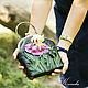 Leather handbag with flowers on the clasp Waltz irises, Clasp Bag, Kursk,  Фото №1