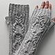167 long fingerless gloves, light grey, Mitts, Kamyshin,  Фото №1