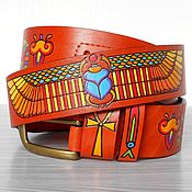 Аксессуары handmade. Livemaster - original item Egypt Scarab Leather Belt, Unisex Men Women Belt. Handmade.