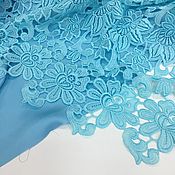 Итальянская ткань Шёлк твилл синяя геометрия арт. 09-2886