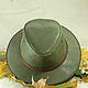 Leather flat brim trilby hat TRL-15. Hats1. Bluggae Custom Headwear. My Livemaster. Фото №6