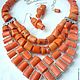 NECKLACE 3 strands EARRINGS orange CORAL beads. Necklace. Dorida's Gems (Dorida-s-gems). My Livemaster. Фото №5