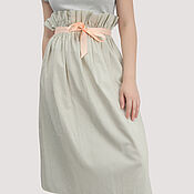 Одежда handmade. Livemaster - original item Cotton skirt with a small stripe MIDI with a drawstring. Handmade.