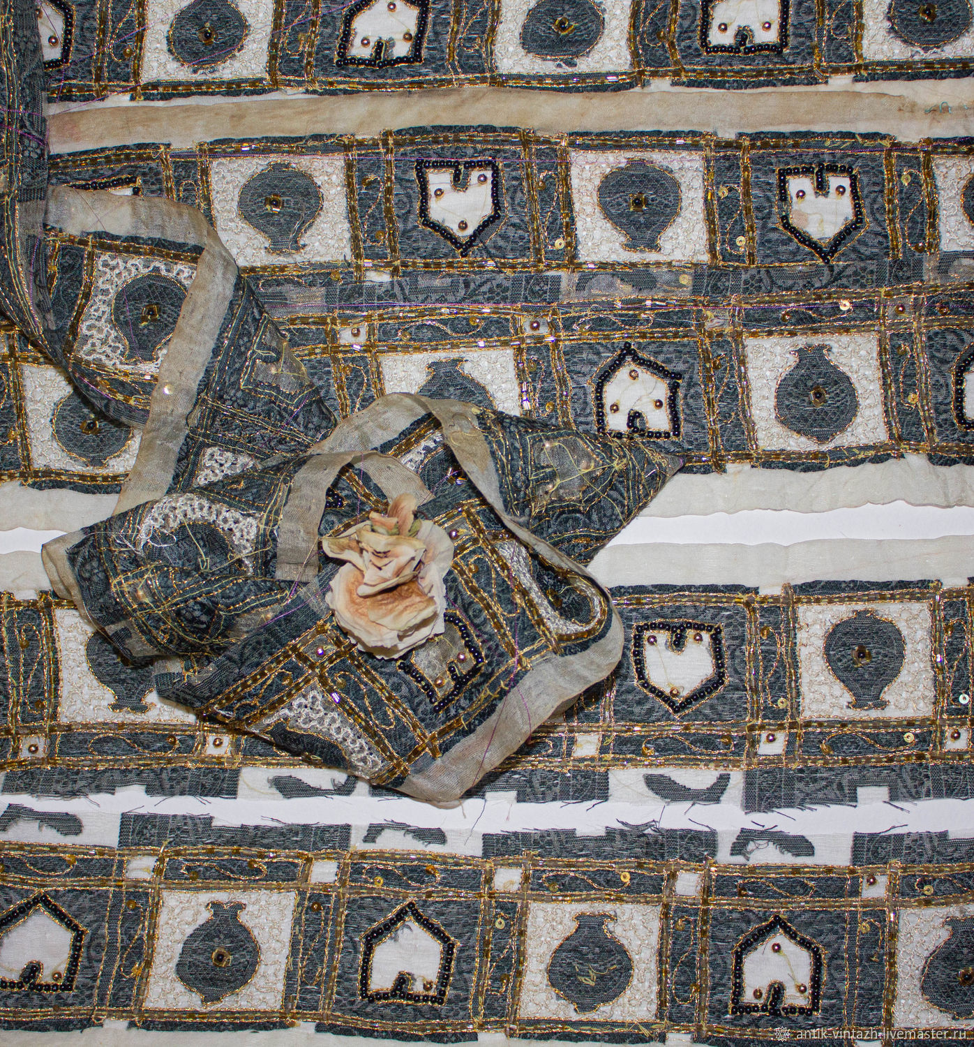 Тесьма вышитая на натуральном шелке, винтажная купить в интернет ...