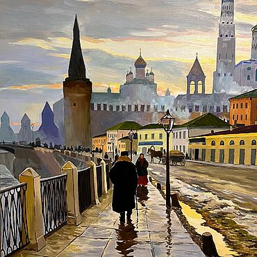 Картины и панно ручной работы. Ярмарка Мастеров - ручная работа Картина маслом Кремль со стороны Москва-реки. Handmade.