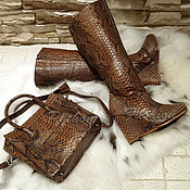 Обувь ручной работы handmade. Livemaster - original item a set of Python. Winter boots and bag. Handmade.