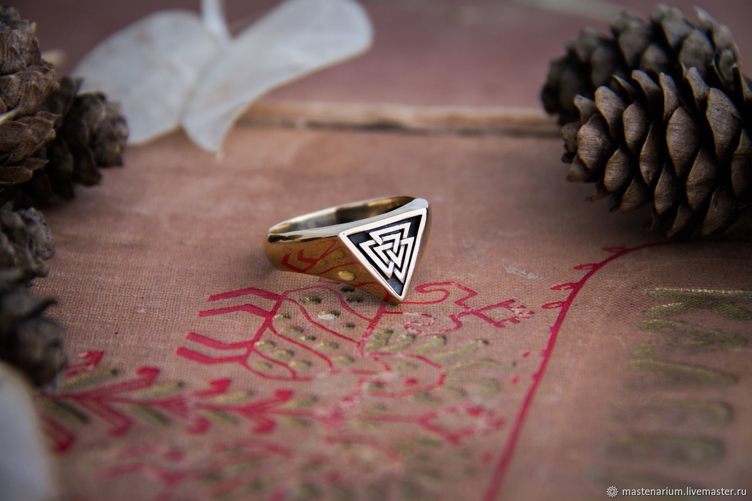 THE RING WILL VALKNUT. Odin's Ring. Ring with runes. bronze silver, Rings, Moscow,  Фото №1