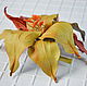 Order Brooch flower leather Lily. LIUDMILA SKRYDLOVA (flower glade). Livemaster. . Brooches Фото №3