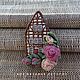 Brooch knit embroidered Old house. Rose garden, Brooches, Moscow,  Фото №1