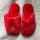 Women's Slippers made of red Mouton, Slippers, Moscow,  Фото №1