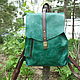 Leather backpack emerald 2, Backpacks, Balakovo,  Фото №1