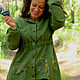 A linen duster with embroidery 'Forest grass', Wind Jackets, Samara,  Фото №1