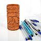 Wooden carved pencil holder, glass for pens and pencils. Pencil holders. GoodWood. My Livemaster. Фото №4