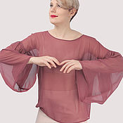 Одежда handmade. Livemaster - original item Long chiffon blouse with wide sleeves tunic. Handmade.