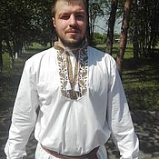 Русский стиль handmade. Livemaster - original item Men`s shirt with traditional embroidery 
