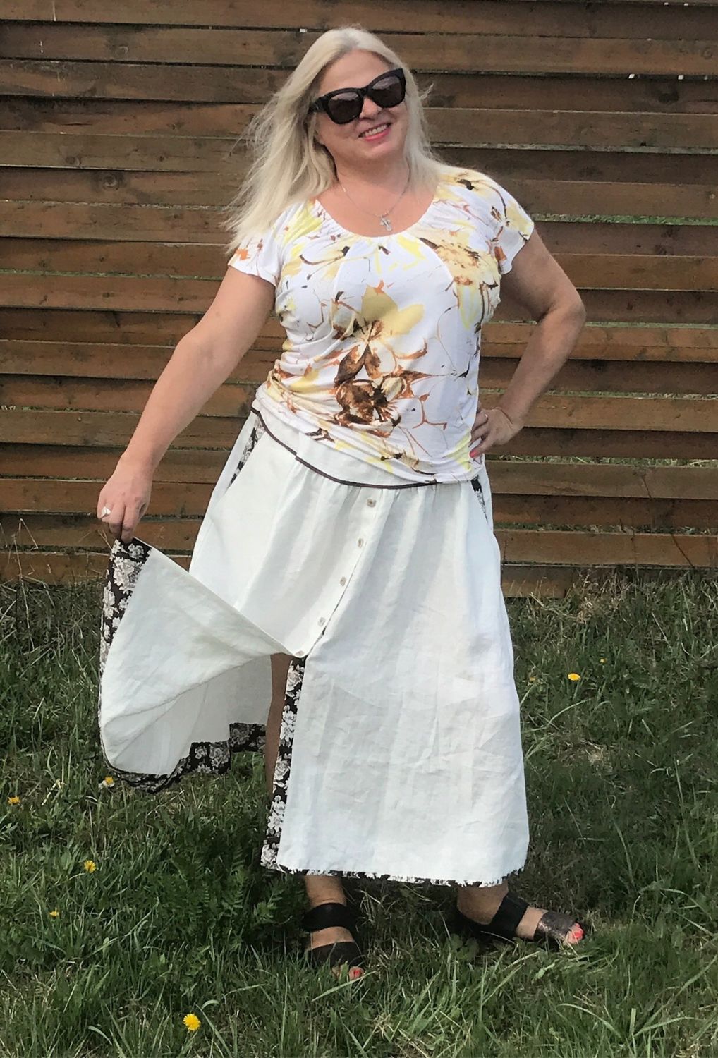 Льняная белая юбка