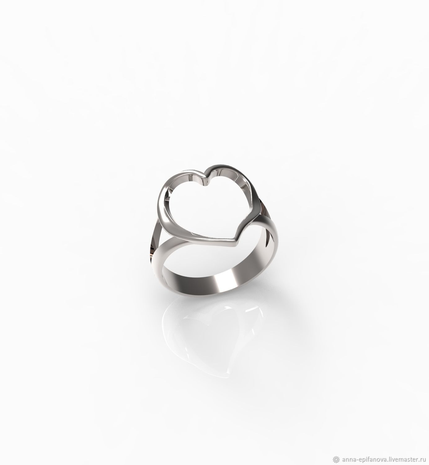 Open heart ring, 925 silver (K33), Rings, Chelyabinsk,  Фото №1