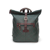 Сумки и аксессуары handmade. Livemaster - original item Backpacks: Women`s green-burgundy Janko Mod Leather Backpack Bag. CP44. Handmade.