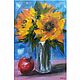 Oil painting Sunflowers in a vase! yellow flowers. Pictures. Arthelenkey (earthelenkey). Online shopping on My Livemaster.  Фото №2