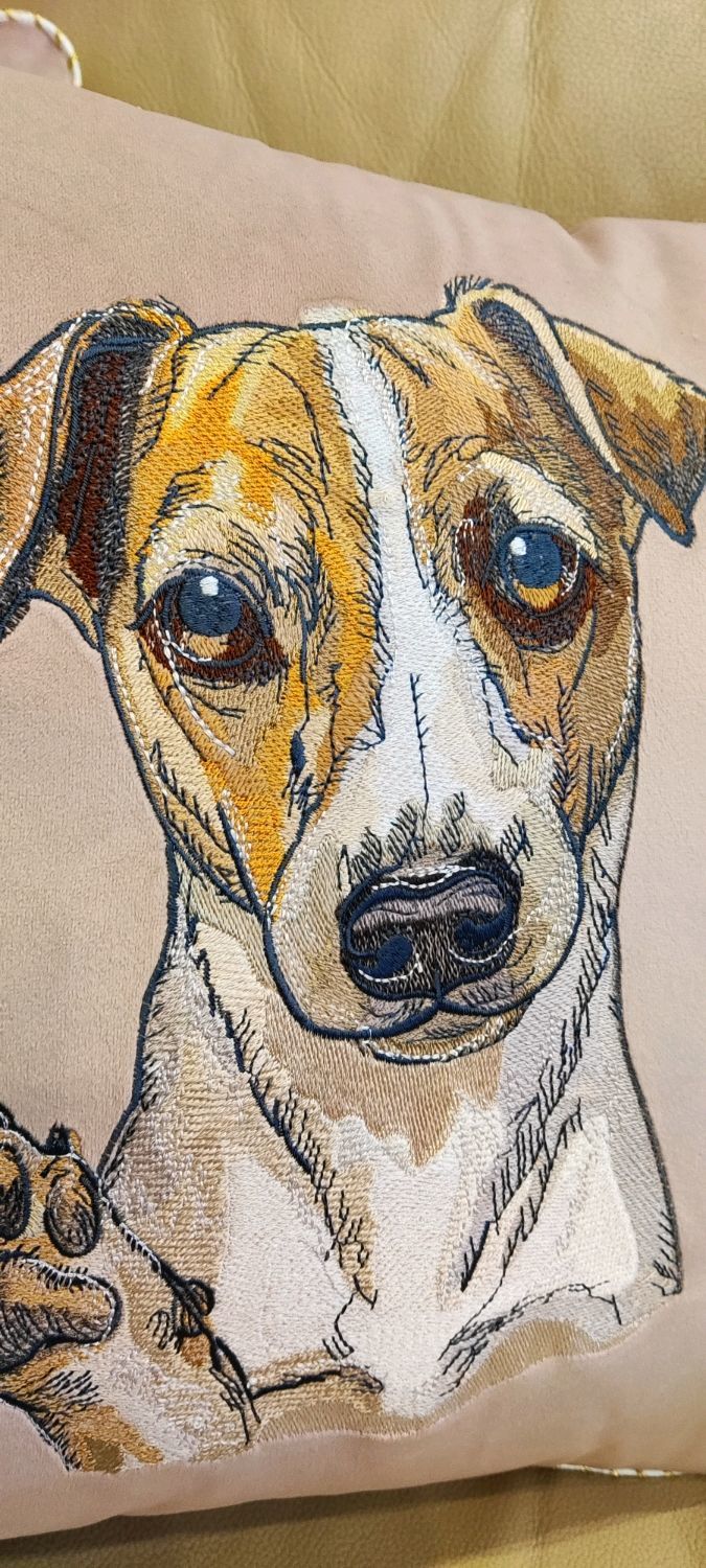Подушка c вышивкой Джек Рассел в интернет-магазине Ярмарка Мастеров по ...