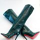 Boots with straight leg in a dark green color, High Boots, Barnaul,  Фото №1