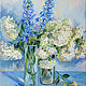 Oil painting. Hydrangea and Delphinium are July flowers. 50h70, Pictures, Samara,  Фото №1