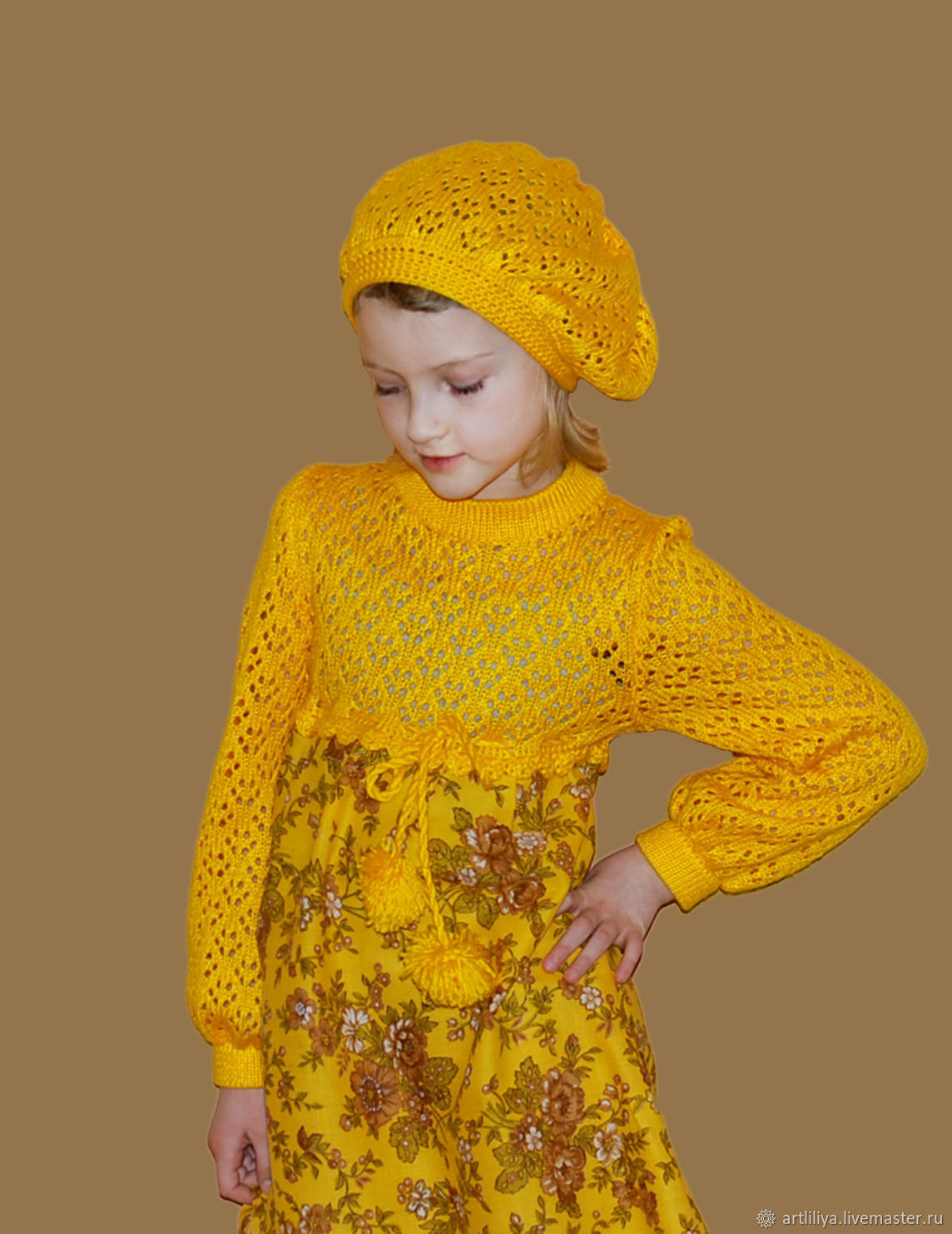 Платье: Платье детское с вязаной кокеткой Солнышко в интернет-магазине ...