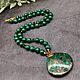 Sautoire with pendant natural stone malachite, Necklace, Moscow,  Фото №1