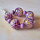 Бусина "Бутон хризантемы. Янтарный/красный". Бусины. Natalia Korolyuk lampwork beads. Интернет-магазин Ярмарка Мастеров.  Фото №2