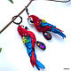 Earrings-birds 'macaws'. Miniature birds, Earrings, Moscow,  Фото №1