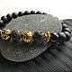 Order Men's black and gold bracelet made of agate, lava and shungite. Exclusive hand painted. Livemaster. . Bead bracelet Фото №3