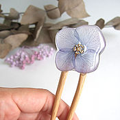 Украшения handmade. Livemaster - original item Wooden Beech Hairpin with Hydrangea Flower Lilac Gold. Handmade.