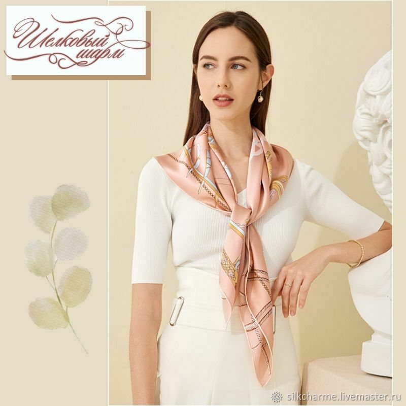 Кремово Розовый платок Путешествие, натуральный шелк купить в интернет ...