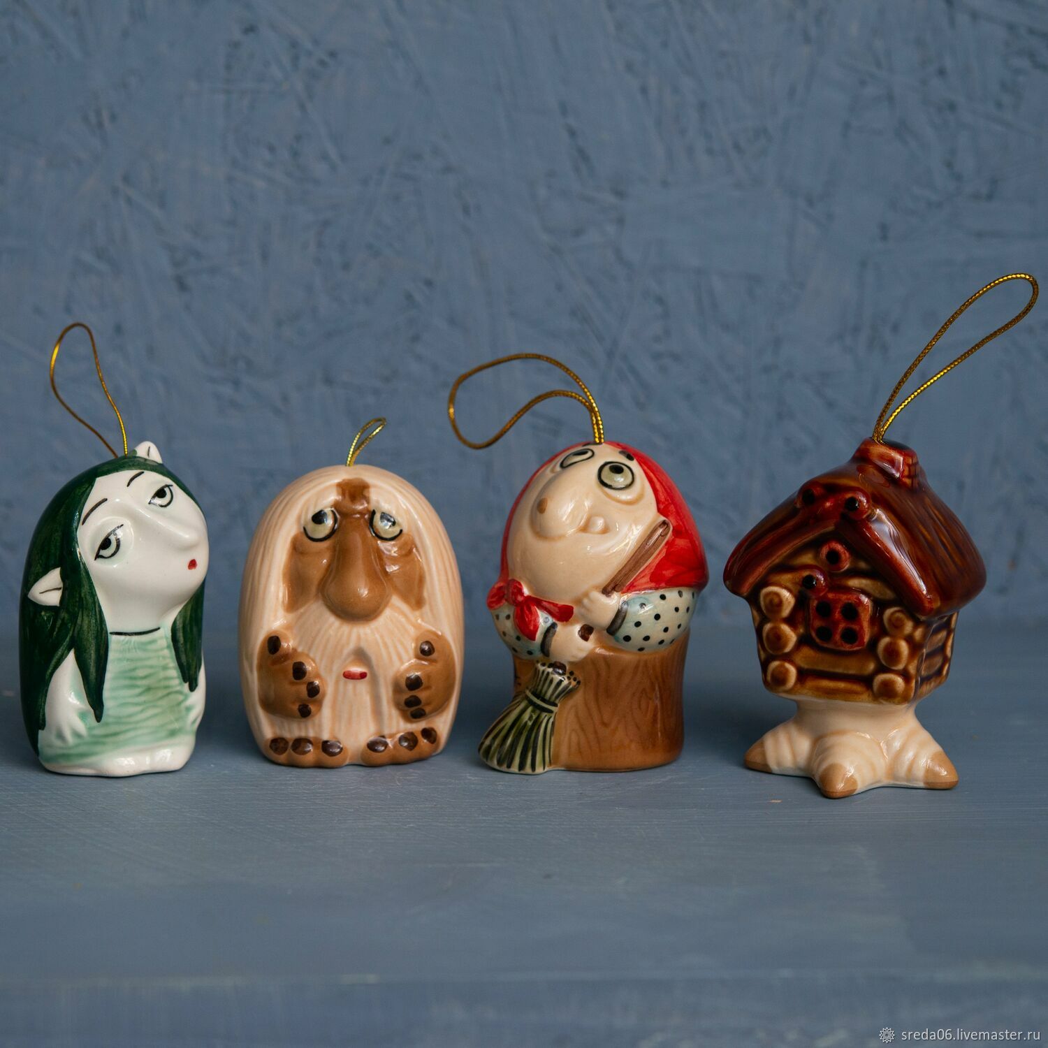 Toys for the Christmas tree - A set of Fairy tale heroes (Leshy, Kikimora, Yaga, hut), Christmas decorations, Sergiev Posad,  Фото №1