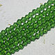 Biconuses 3 mm 60 pcs on a string Green, Beads1, Solikamsk,  Фото №1