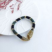 Украшения handmade. Livemaster - original item The bracelet is a string of beads green black snake. Handmade.