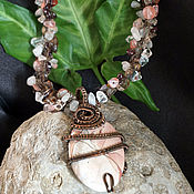 Copper necklace with red coral