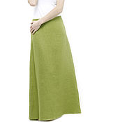Одежда ручной работы. Ярмарка Мастеров - ручная работа Olive long skirt made of 100% linen. Handmade.