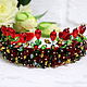 crown headband red and green festive for girl girls. Tiaras. Beaded jewelry by Mariya Klishina. My Livemaster. Фото №5