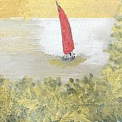 Картины и панно handmade. Livemaster - original item Painting a sailboat by the sea on a mini easel 