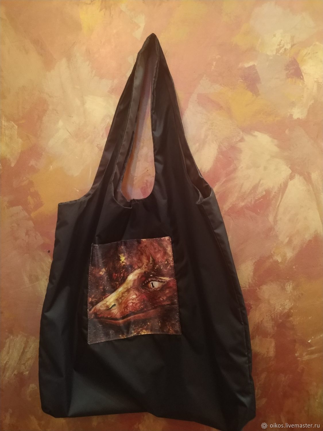 Шоппер сумка с рисунком черная