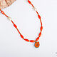Bright Papaya necklace made of pearls, beads and beads. Necklace. Aliento-jewerly (alientojewelry). Online shopping on My Livemaster.  Фото №2