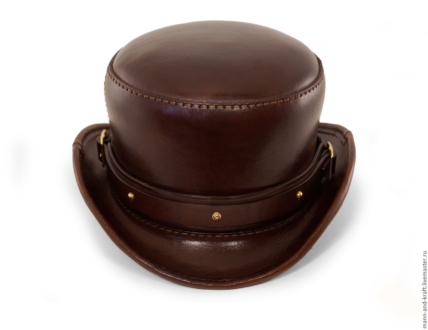 Шляпа котелок из коричневой кожи - "Боулер", Костюмы для косплея,...