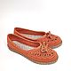 Knitted ballet flats with button, orange cotton. Ballet flats. florina34. Online shopping on My Livemaster.  Фото №2