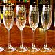 Set of six champagne glasses, Bohemia, Czechoslovakia, Vintage glasses, Moscow,  Фото №1
