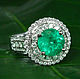 5.19tcw Contemporary Rare Emerald And White Diamond Cluster Engagement, Rings, West Palm Beach,  Фото №1