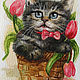 3 pcs. postcards: ' Fluffy pranksters', kittens. Cards. katfray. My Livemaster. Фото №6